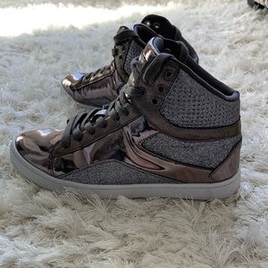 Silver high top sneakers